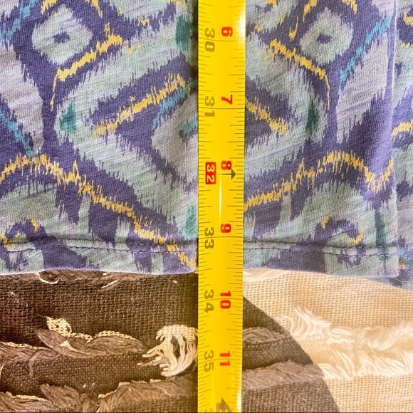 FRESH PRODUCE Blue Ikat Print Cotton Stretch Asymmetrical Maxi Skirt Sz L Boho - Picture 6 of 7